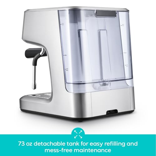 CASABREWS Ultra Espresso Machine, Barista Espresso Maker with Steam Wand | LCD Display, Custom Brew Temp, Latte & Cappuccino Machine, 20-Bar Italian Pump, Powerful Steam Wand, 73oz Removable Tank