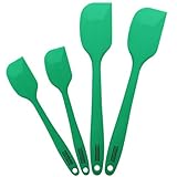 HOMKOM Silicone Spatula Scraper Set With Hygienic Solid Coating, Green (4-Pack)