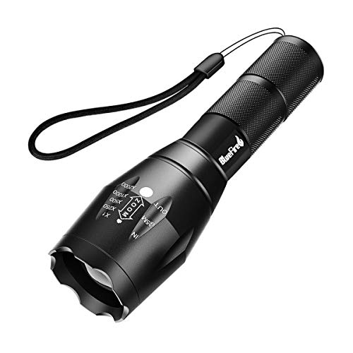 BlueFire 1200 Lumen Super Bright XML T6 Handheld LED Flashlight with Adjustable Focus and 5 Light Modes, Outdoor Water Resistant Torch, High Lumen Tactical Flashlight for Camping, Hiking, Emergency