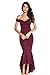 Ouregrace Womens Fishtail Long Evening Dress Off Shoulder Party Dress Wine Red