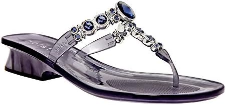 Womens Luxury Jeweled Australian Crystal Heel Summer Sandal (7, Clear Midnight Blue)