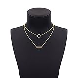 Boosic Multi-layer Circle & Bar Pendant Chain Double Layered Necklace Jewelry