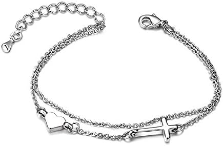 Jesie Club Crucifix Religious Christian in Good Faith Classic Cross Heart Bracelet