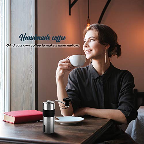 SZSMD HandKaffeemühle, Manuelle Kaffeemühle, Edelstahl Kaffeemühle mit Verstellbare Mühle, Tragbare Kaffee Mühle für… – Bild 8