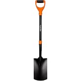 AgroPro Flat Shovel for Digging, Heavy Duty Spade Shovel with D-Handle, Metal Square Shovel for Gardening, 41 Inches
