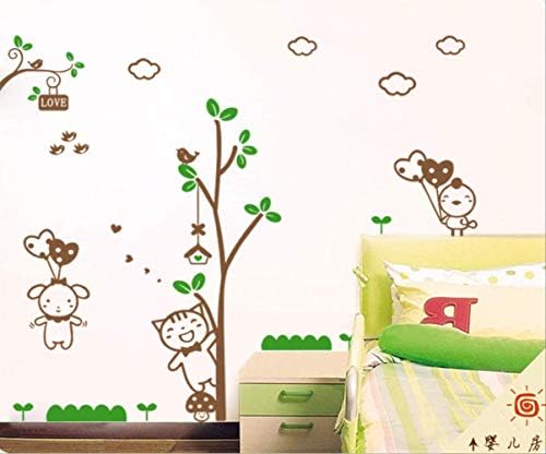 3D Creative Cartoon Small Tree Steamball Cloud Birdcage Kitten Chick Snody Wall Sticker 110 X 100Cm A