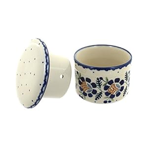 Blue Rose Polish Pottery Sunflower French Butter Dish