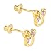 18k Gold Plated Pink Cubic Zirconia Mouse Screw Back Children Girls Earrings