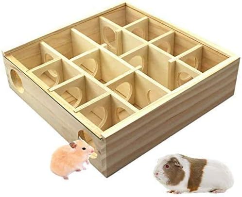 YANGWX Wooden Hamster Maze 2.0, Small Animal Tunnel Toy Labyrinth Dwarf with Cover