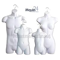 White Female Dress Male Child And Toddler Set - 4 Body Mannequin Forms