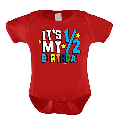 It's My Half Birthday - Anniversary Bodysuit (6M, RED)