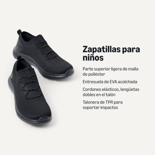 Zapatillas Ligeras para Correr Unisex niños, Negro, 34 EU