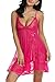Avidlove Women Plues Lace Babydoll Strappy Lingerie Sexy Night Dress Rose Red