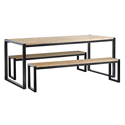 My Furniture Chenier Mesa De Comedor Industrial Y 2 Bancos