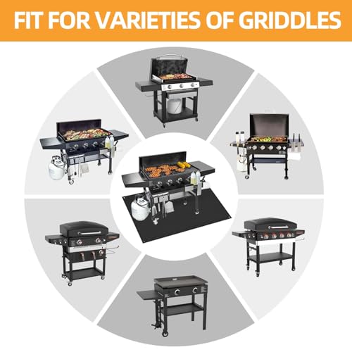 70 x 48 in Grill Mats for Outdoor Grill Compatible with Blackstone 28in & 36in Griddle, Fireproof Griddle Mats for Grilling to Protect the Deck, Griddle Accessories Compatible with Blackstone - 0.6mm