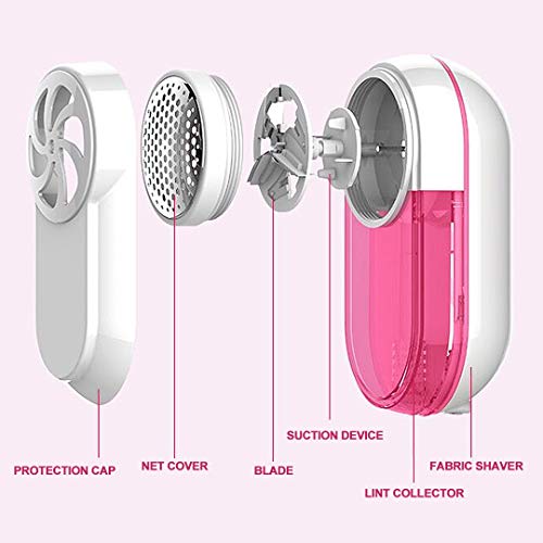 KOODER Sweater Shaver, Double Battery Lint Remover, Efficient and Durable Sweater Fabric Shaver,with Protective Cover Prevent Fabric Damaged (Pink)