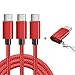 USB Type C Cable, OULUOQI USB C Cable 3 Pack(6ft) Nylon Braided Fast Charger Cord Compatible Samsung Galaxy S9 Note 9 8 S8 Plus,LG V30 V20 G6 G5,Google Pixel,Nintendo Switch, MacBook(Red)