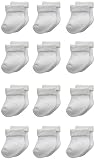 Gerber Unisex-Baby 12-Pack White Terry Socks, White,0-3 Months