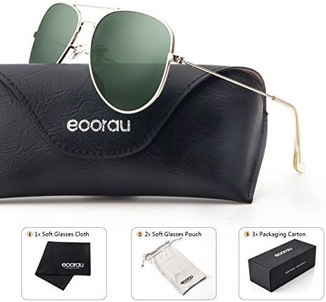 EOORAU Aviator Sunglasses Polarized for Womens Men - UV 400 with case 60MM