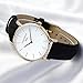 Simple Women Men Quartz Watch PU Leather Strap Ladies Girls Dress WristWatch, Black-Rose Gold