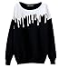 Mooncolour Women's Splicing Print Long Sleeve Pullover,0294_Black,Onesize