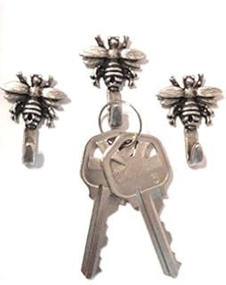 Mini 3 Piece Set Metal Bumble Bee Hooks, Silver