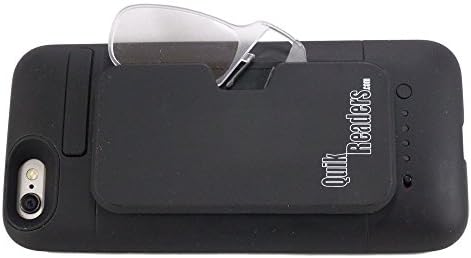 QuikReaders- Clip Nose Thin Reading Glasses with Self-Sticking Cell Phone Glasses Case , Clear Frame, 2.5 Strength