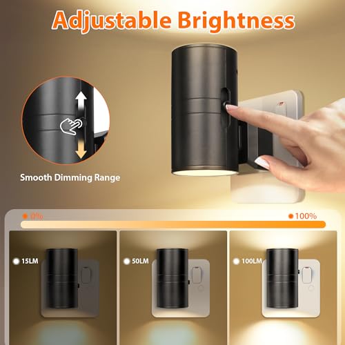 Night Light 3000K, 2 Pack Modern LED Night Light Plug in Wall with Smart Light Sensor, 0-100LM Adjustable Brightness, Dimmable Night Lamp for Bedroom, Hallway, Stair, Bathroom, Laundry, Corridor