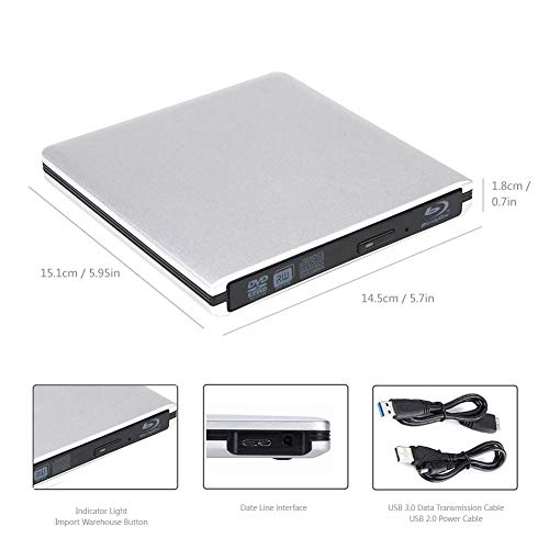External 4K 3D Blu Ray DVD Drive, Portable USB 3.0 Blu Ray CD DVD Player Reader Disk for Mac OS, Windows 7/8/10,Linxus, Laptop