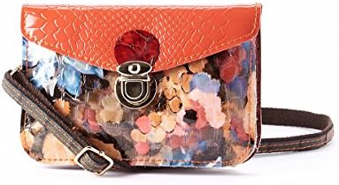 Mllecoco A1188 Red & Multi Crocodile-embossed Animal Print Leather Mini Crossbody Bag Wristlet Small Purse Clutch