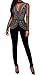 Lovaru Women's Fashion Rhinestone Mesh Insert Bodysuit Jumpsuit Open Back
