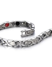 Brazalete magnético de acero con germanio magnético, ion negativo, infrarrojo lejano, juego de remoción de eslabones gratuito para damas