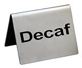 New Star Foodservice 27075 DECAF Table Tent Sign, Stainless Steel, 2 x 2-Inch, Set of 2