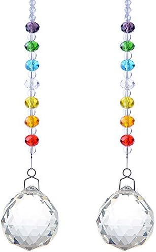 HS Novelty Crystal Ball Prism Rainbow Chakra Hanging Suncatcher for Window , Pack of 2
