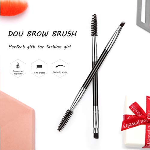 12 Packs Duo Eyebrow Brush, Spoolie Brush and Angled Brow Brush, Multi