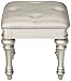 Coaster Furniture Bling Game Modern Glam Upholstered Accent Vanity Stool Metallic Gray Faux Leather Platinum Silver Finish 204189