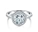 BORUO 925 Sterling Silver Ring, 8mm Cubic Zirconia CZ Eternity Engagement Wedding Band Ring