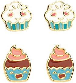 Girl Nation Kawaii Kitchen Collection Enamel Cupcake Crush Besties Post Earring Set