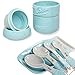 Mason Jar Kitchen Utensil Set - Includes Measuring Cups + Spoon Rest + Measuring Spoons (Blue)
