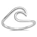 JewelryBadger Choose Your Color Sterling Silver Wave Ring (Size 4-13)