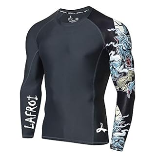 LAFROI Men’s Long Sleeve UPF 50+ Baselayer Skins Performance Fit Compression Rash Guard