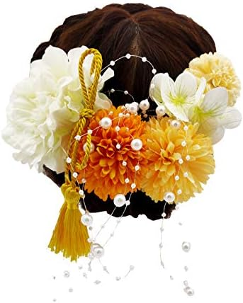 Jzoon 髪飾り7点セット アジサイ 紫陽花 ダリア タッセル 花火大会 夏祭り 七五三 浴衣