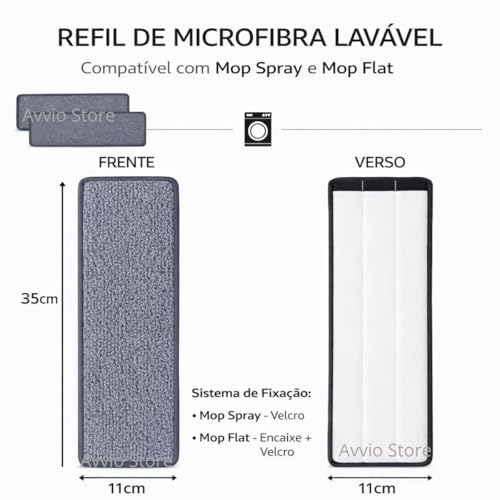 Kit 4 Refil Microfibra Mop Spray Mop Flat Rodo Reutilizável Lavável Limpeza Prática Casa Chão Utilidade Doméstica Premium