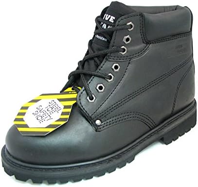 Z-7626 Men's Steel Toe Work Boots Black Leather 6" Lug Sole Oil Resistant Shoes Width: Wide (W or 2E)