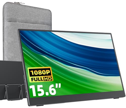 cocopar Portable Monitor 15.6 Zoll 1080P FHD 85% sRGB Mobiler Bildschirm Lautsprecher HDMI USB-C Tragbarer Monitor für Laptop MacBook Surface PC Xbox