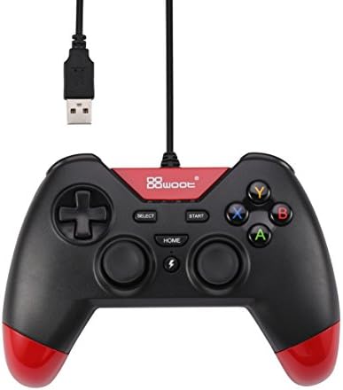 Doklos USB Wired Gaming Controller with Dual-Vibration Turbo for PS3 / PC (Windows XP / 7 / 8 / 8.1 / 10) / Android / TV Box (BlackRed)