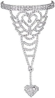 Circle Crystal Bracelet Bangle Slave Chain Link Finger Ring Bracelet Hand Harness 4.33"x4.33"x2.95"