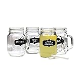 Chalkboard Mason Jar Mugs with Chalk. 17.5 Oz. Each. Old Fashion Drinking Glasses - Pack of 4. By Lily's HomeÂ®