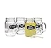 Lily's Home Old Fashioned Chalkboard Mason Jar Mugs with Handles, Vintage Inspired with Chalk Included, Great as Old Fashion Drinking Glasses at BBQs and Parties, Clear (16 oz. Each, Set of 4)