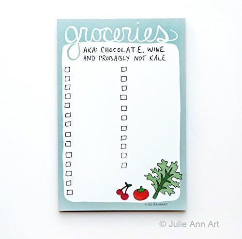 Grocery List Notepad, 4x6, 50 Sheets, By Julie Ann Art